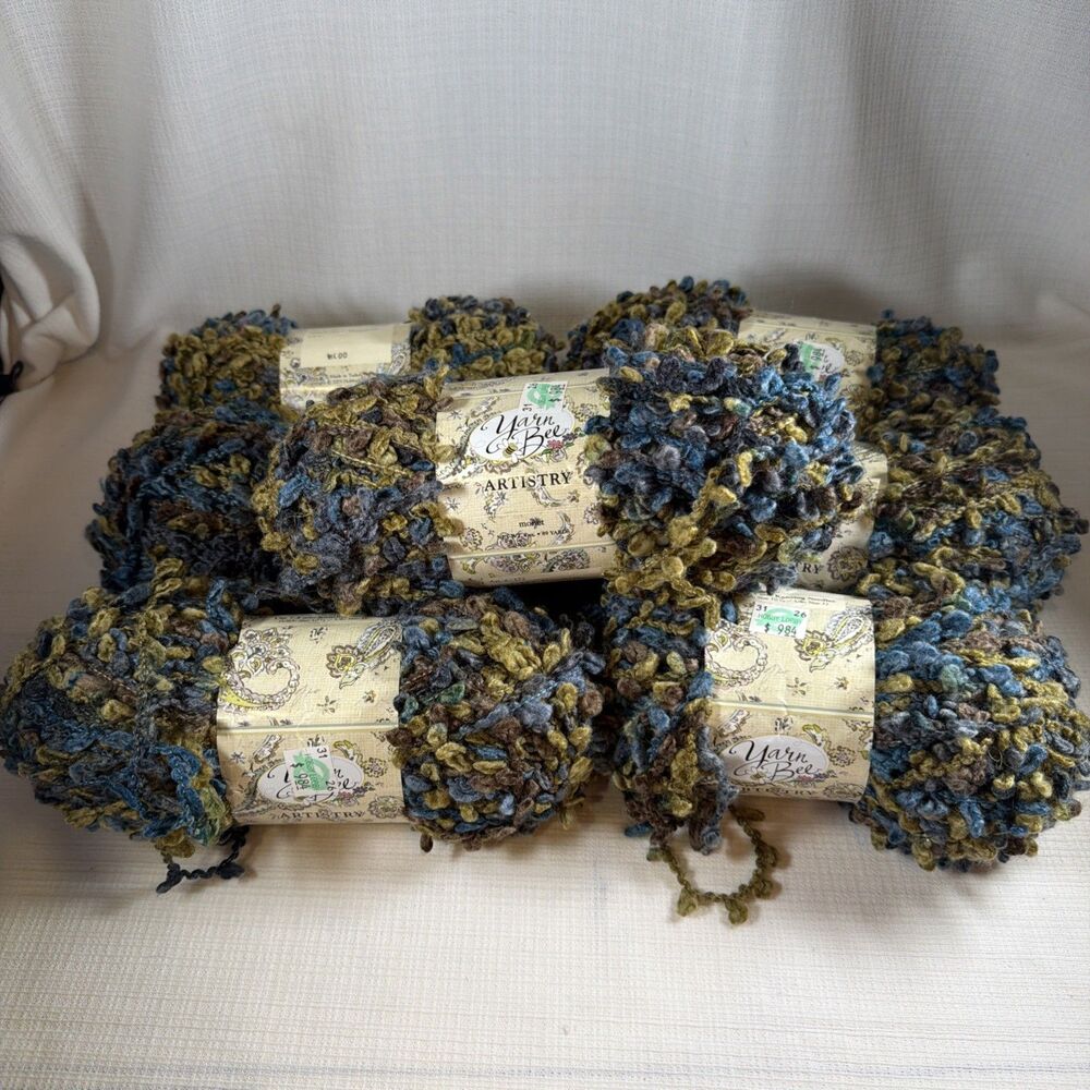 LOT OF 9 Yarn Bee Artistry Monet Boucle Yarn Discontinued Bulky Skeins 801 Yds
